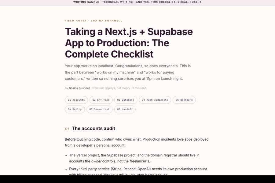 Production checklist technical guide