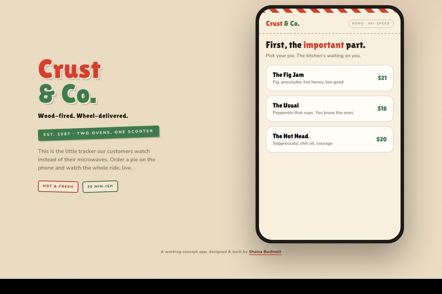 Crust and Co delivery tracker app