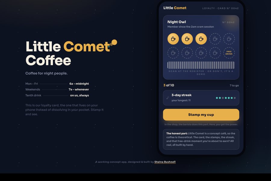Little Comet loyalty punch card app