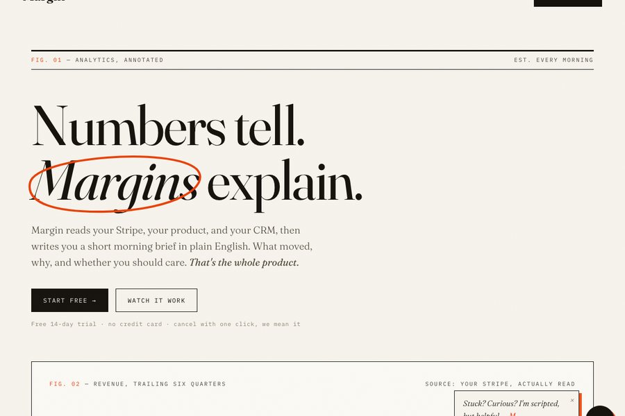 Margin analytics landing page