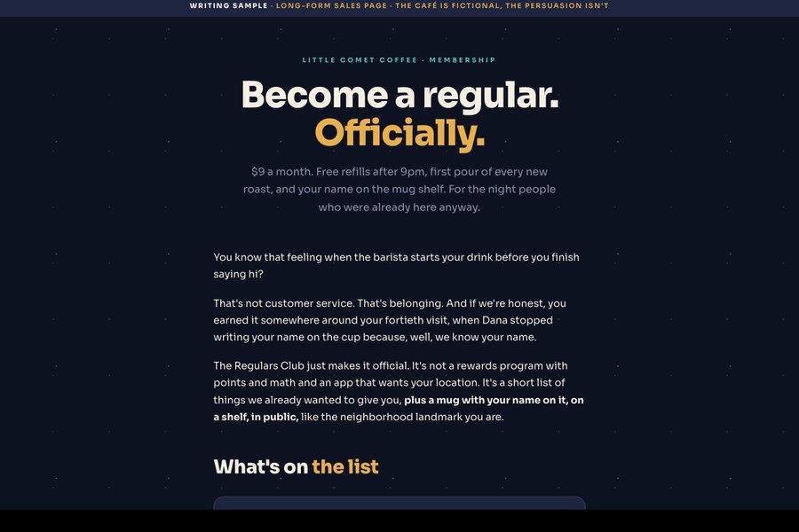 The Regulars Club sales page