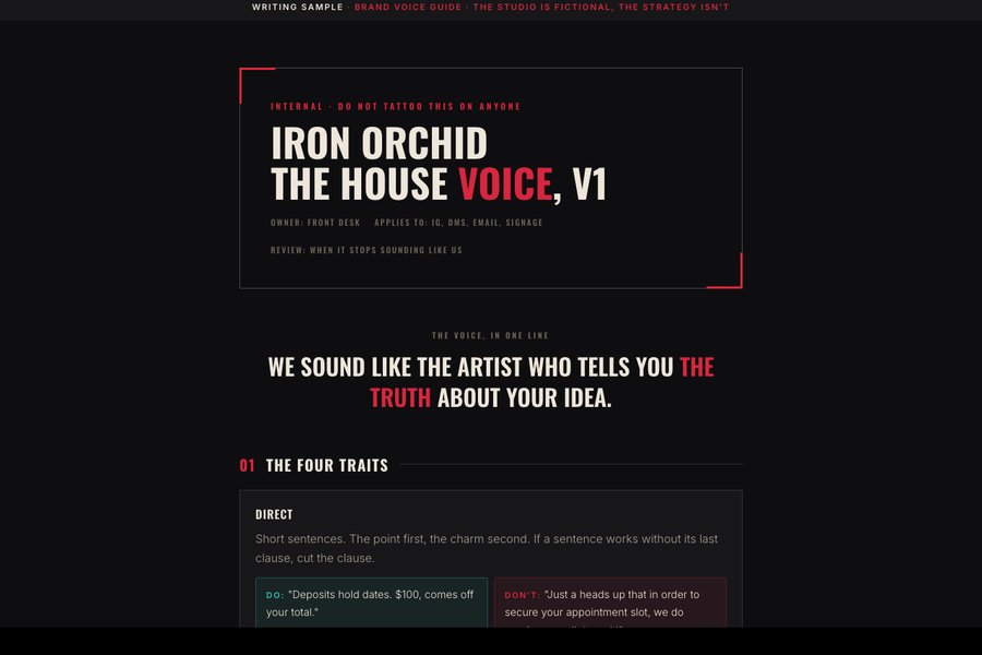 Iron Orchid house voice guide